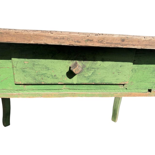 Antique Rustic Green Swedish Writing Desk Console Table For Sale - Image 4 of 9