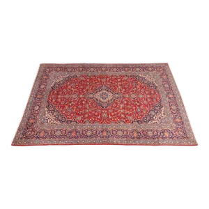 Vintage Hand-Knotted Persian Kashan Room Size Wool Area Rug