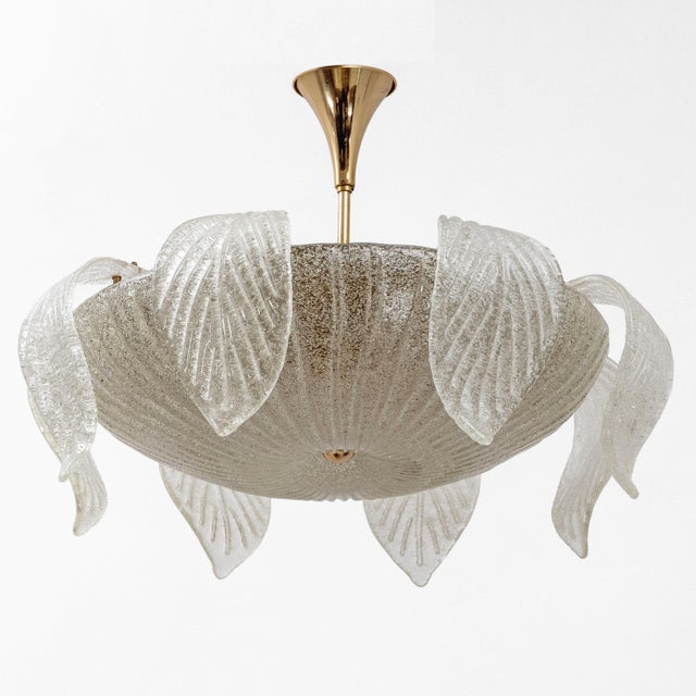 Mid-Century Modern Mid-Century Modern Italian Murano Glass and Brass Chandelier from Vistosi, 1960 For Sale - Image 3 of 8