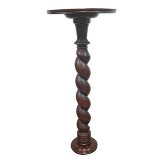 Antique English Oak Barley Twist Plant Stand For Sale