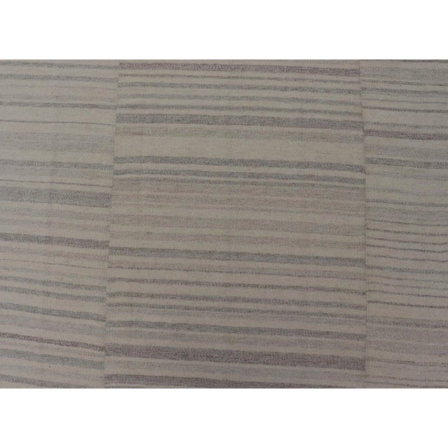 Mid 20th Century Vintage Hand Woven Turkish Paneled Kilim in Off White and Light Gray For Sale - Image 5 of 11