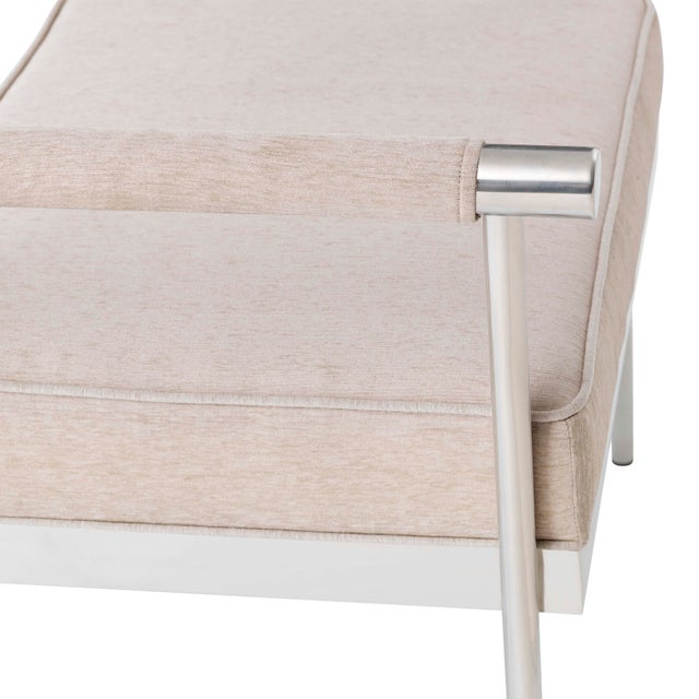 Diva Cream Velvet Bench For Sale - Image 9 of 11