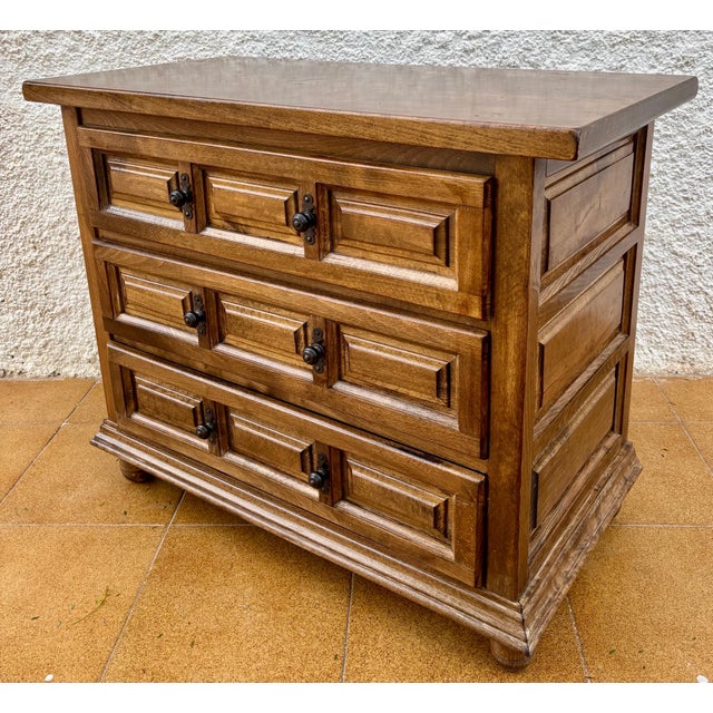 Wood Spanish Castilian Solid Wood Chest of Drawers, Mid 20th Century For Sale - Image 7 of 11