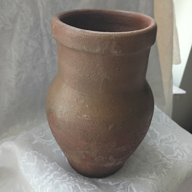 Ceramic Vintage Mediterranean Terracotta Olive Jar With Handle - 8.5" For Sale - Image 7 of 11