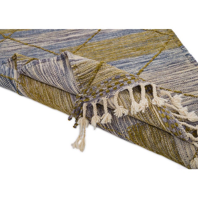 Flatweave Hand-Knotted Wool Rug by Azele Studio For Sale - Image 6 of 9