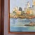 Vintage Modernist Cityscape Sea Port Painting Oil on Board Framed 18" X 22" For Sale In San Francisco - Image 6 of 7