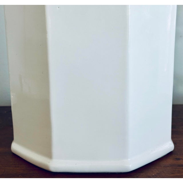 Hollywood Regency Monumental Hollywood Regency Chinoiserie Style White Ceramic Lamp For Sale - Image 3 of 7