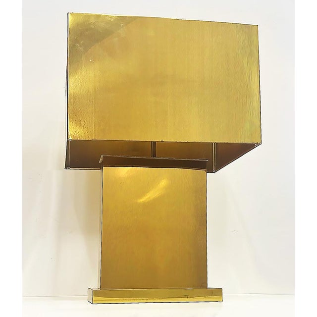 Mid-Century Modern Mid-Century Modern Curtis Jeré Brass Table Lamp With Box Shade, Signed For Sale - Image 3 of 5
