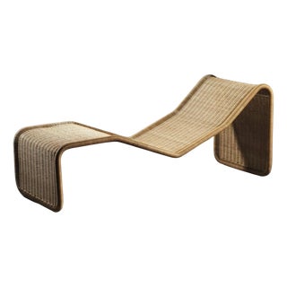 Rattan P3s Lounge Chair attributed to Tito Agnoli for BBB Bonacina, Italy 1960s by Tito Agnoli For Sale