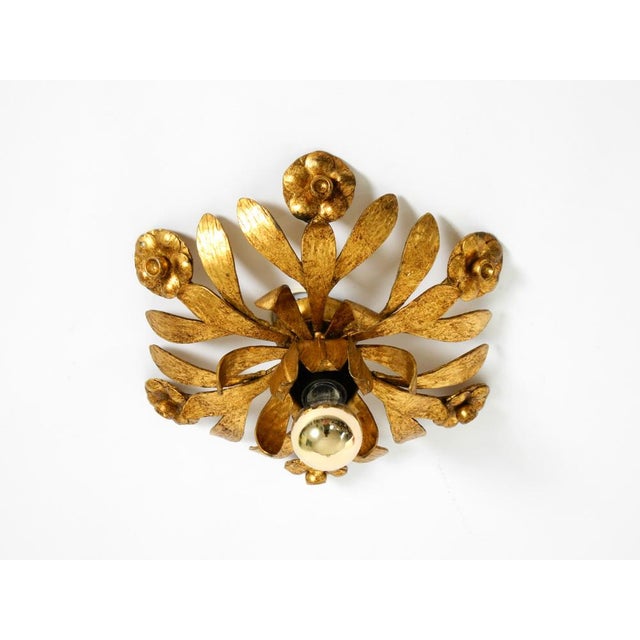 Brutalist Florentine Gold-Plated Iron Ceiling Lamp, 1960s For Sale - Image 4 of 18