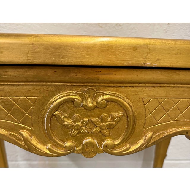 French Vintage Louis XV Style/ Reproduction Giltwood Side Table For Sale - Image 3 of 12
