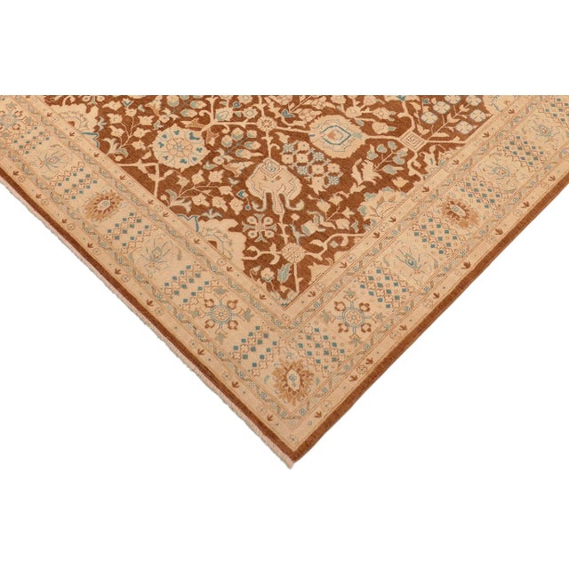 Classic Ziegler Brown Beige Hand-Knotted Wool Rug - 8'0'' X 9'10'' For Sale - Image 4 of 8