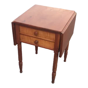 Early 20th Century Vintage Handmade Drop Leaf Cherry Side Table