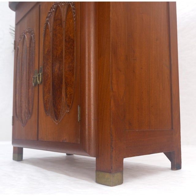 French Art Nouveau Deco Walnut & Burl Wood 78" Tall Cupboard China Cabinet MINT For Sale - Image 9 of 13