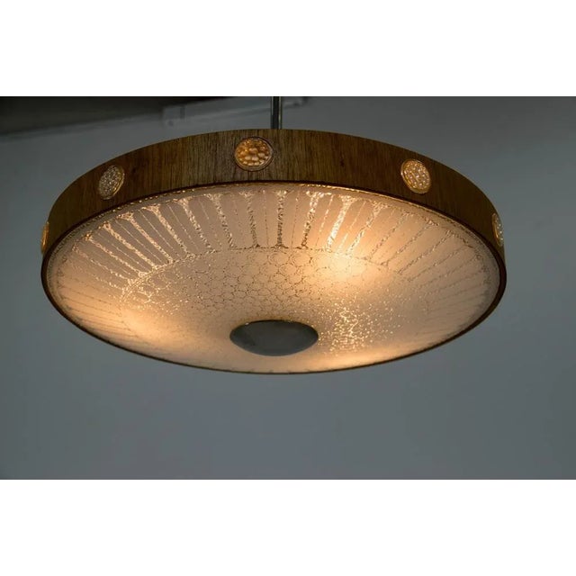 Wood & Glass Ceiling Lamp, Germany, 1960s For Sale - Image 3 of 11
