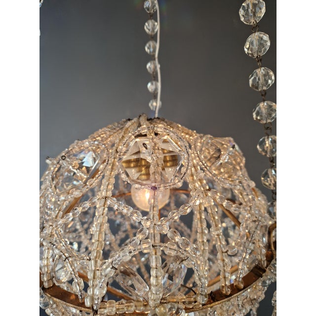 Antique Closed Crystal Body Sphere Basket Chandelier Bohemian For Sale - Image 9 of 13