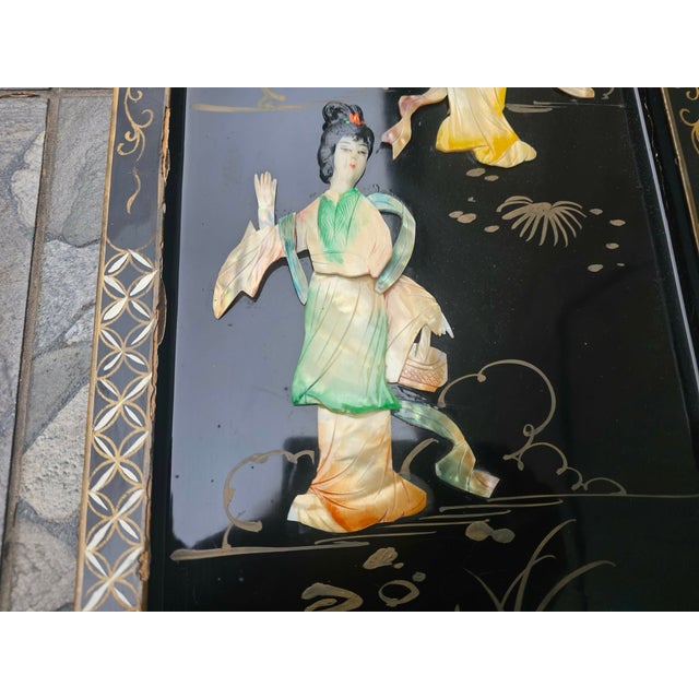 Japanese Wooden Picture, 1950s For Sale - Image 4 of 11