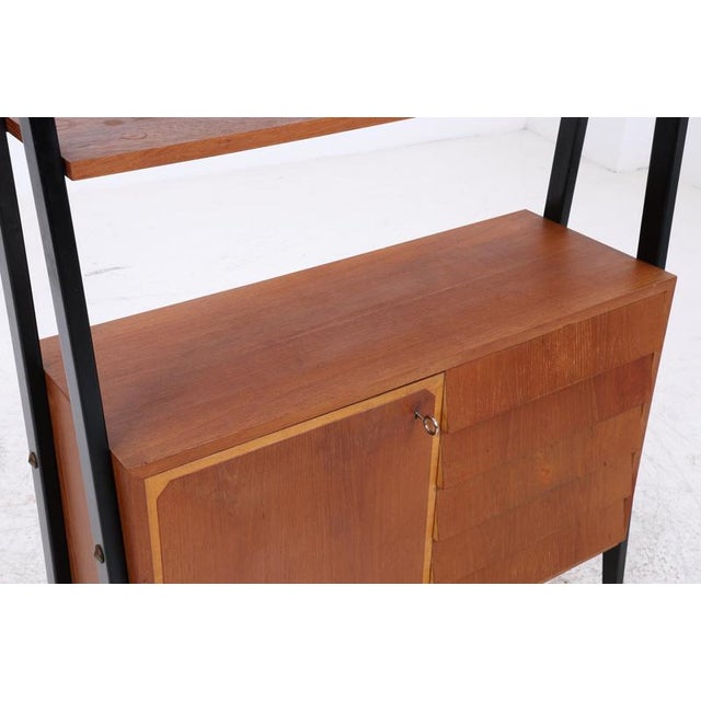 Wood Mid-Century Vintage Teak Bookshelf with 5 Drawers and Door For Sale - Image 7 of 17