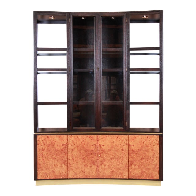 Edward Wormley For Dunbar Walnut And Burl Superstructure Wall Unit Or Bar Cabinet Newly Restored Chairish