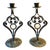 Vintage Metal & Glass Taper Candle Holders - a Pair For Sale