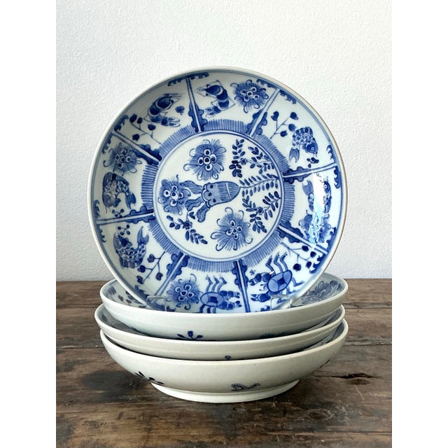 Vintage Asian Floral Glazed Ceramic Plates - Set of 4 For Sale - Image 4 of 12