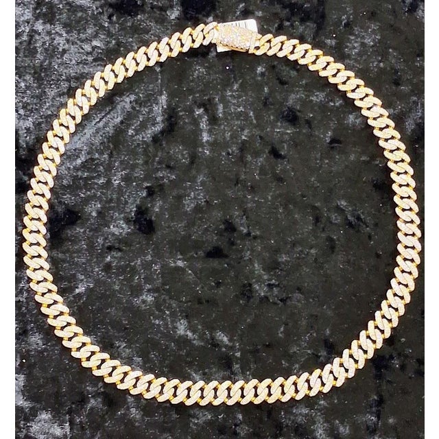 Modern 10kt Yellow Gold 8 1/3 Ct Natural Diamond Necklace 10mm 20in For Sale - Image 3 of 6