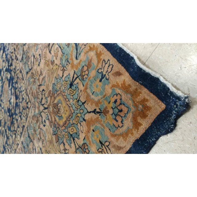 1910s Antique Kerman Carpet, Handmade Persian Rug Wool Carpet, Navy, Gold, Ivory For Sale - Image 5 of 6