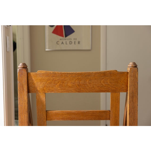 Antique Arts & Crafts Mission Quarter-Sawn Oak High-Back Lounge Chair For Sale - Image 14 of 16