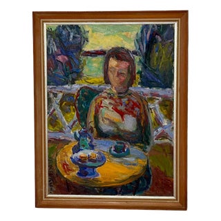 Bertil Eriksen, Café Scene, 1960s, Oil on Canvas, Framed For Sale