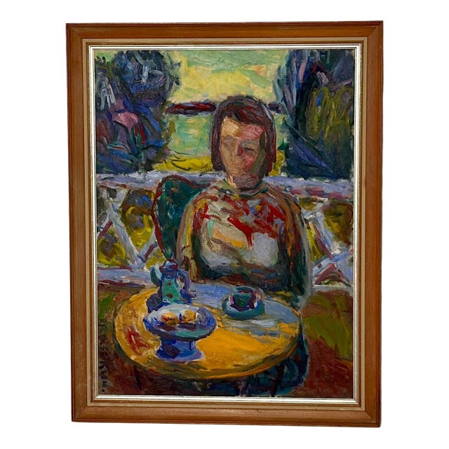 Bertil Eriksen, Café Scene, 1960s, Oil on Canvas, Framed For Sale