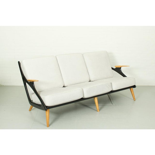 Beautiful lounge set by Sprij / Spruij Holland, 1950s. Stunning Curved sofa and lounge chair. Black painted wood in...