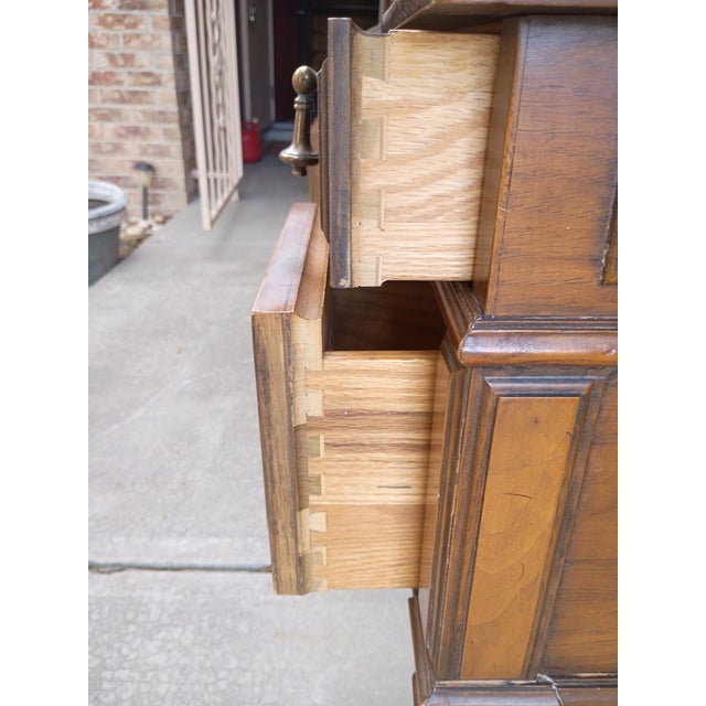 Wood Vintage 1960s Drexel Esperanto Poudre Pecan Wood Vanity With Lift-Up Mirror For Sale - Image 7 of 12
