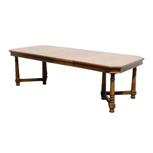 HIGH END VINTAGE Solid Oak Rustic European 100" Double Pedestal Dining Table 7080-40 Cannot identify manufacturer, but...