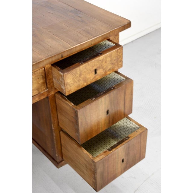 Italian Art Deco Walnut Burl Desk, 1930s For Sale - Image 6 of 11