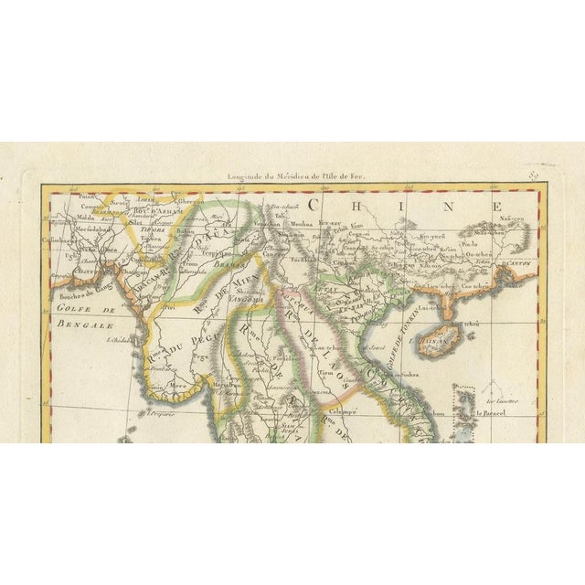 Black Antique Map of Southeast Asia by Bonne, 1787 For Sale - Image 8 of 11