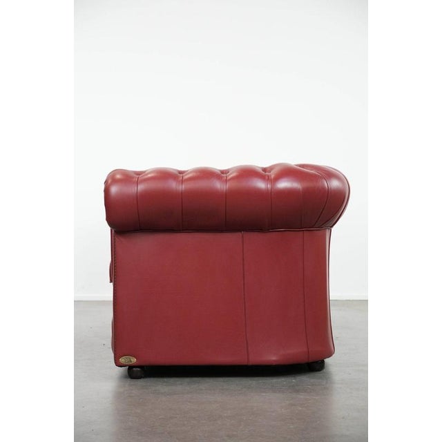 English Chesterfield 2.5 Seater Sofa and Chair in Cowhide Leather, Set of 2 For Sale - Image 5 of 18