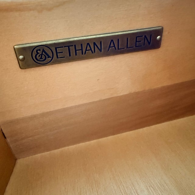Late 20th Century Ethan Allen Faux-Bamboo Bowfront Chest of Drawers For Sale - Image 10 of 10