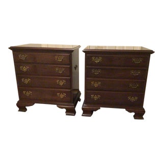 1980s Ethan Allen Cherry Bedside Chests Nightstands - Set of 2 For Sale
