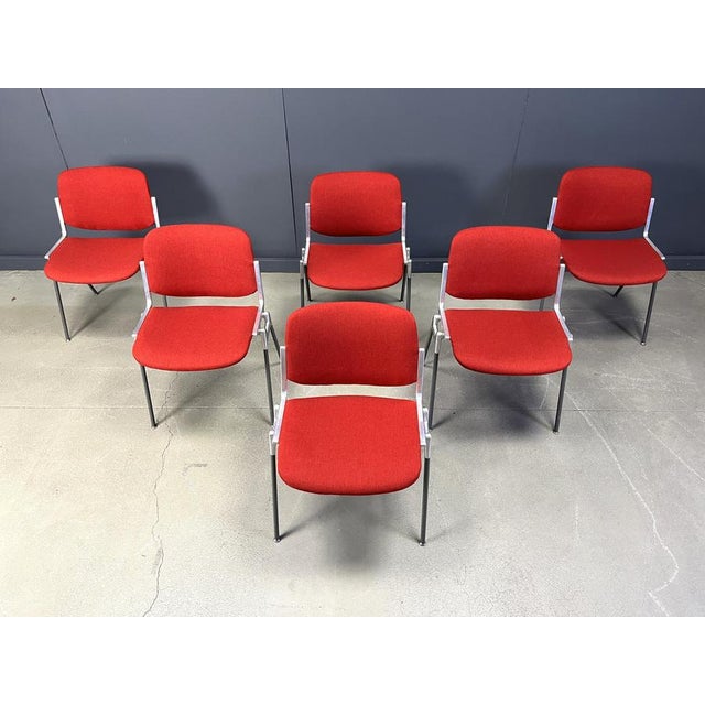 Red Vintage DSC 106 Side Chairs by Giancarlo Piretti for Castelli, 1970s, Set of 6 For Sale - Image 8 of 12