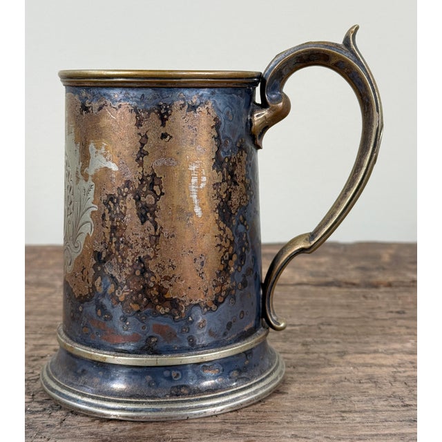 Victorian Silverplate Tankard Mug by George Richmond Collis With Engraved Monogram For Sale - Image 4 of 10