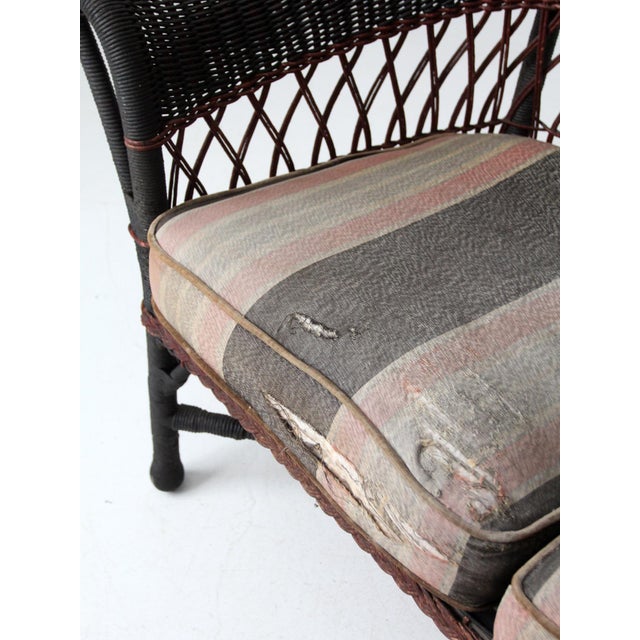 Black Early 20th Century American Wicker Sofa and Chair Set For Sale - Image 8 of 18