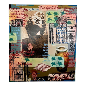 Huge Patrick McCarthy Collage Painting Featuring Sofia Lauren