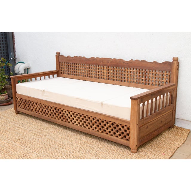 Wood Grand Marrakesh Hand-Carved Mousharabi Daybed For Sale - Image 7 of 10