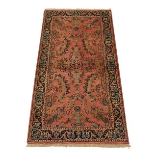 Fine Sarouk Rug 2’5” X 4’6” Pink Wool Traditional Hand-Knotted Oriental Carpet For Sale