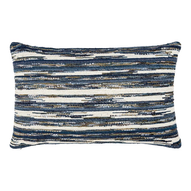 Scalamandre 22" x 14" Horizons Lumbar Pillow in Indigo For Sale