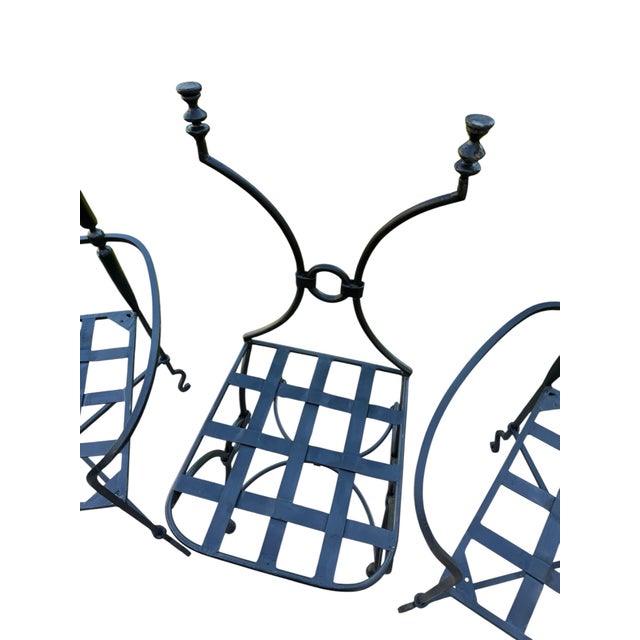Three Wrought Iron Chairs After the 1943 Models by Gilbert Poillerat (1902- 1988), Second Half 20th Century For Sale - Image 14 of 15