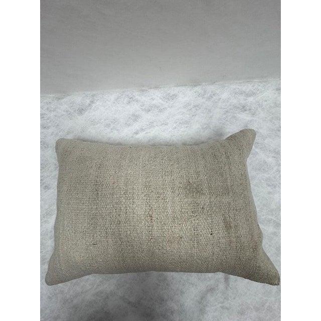 Turkish Hemp Pillow Cushion Natural Beige Pillow Cushion Cover 16" x 24" For Sale - Image 4 of 4
