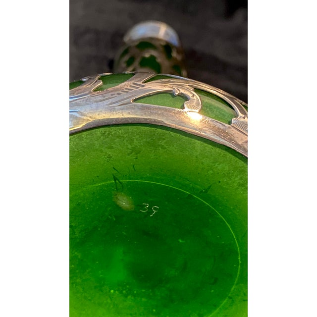 Antique Loetz Sterling Art Nouveau Green Glass Vase For Sale - Image 9 of 9