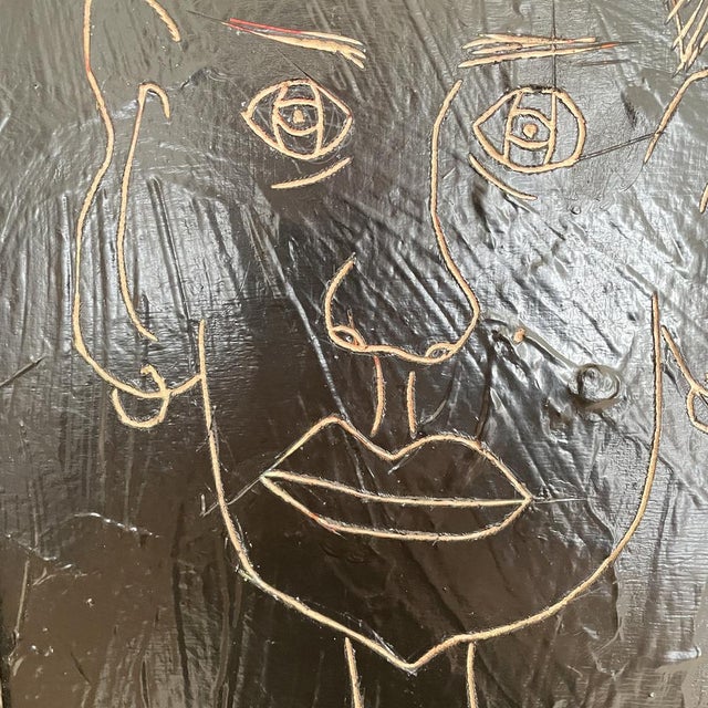 Felix Bachmann, Black Portrait of a Man, 2022, Acrylic on Wood, Framed. This piece has an attribution mark, I am sure that...