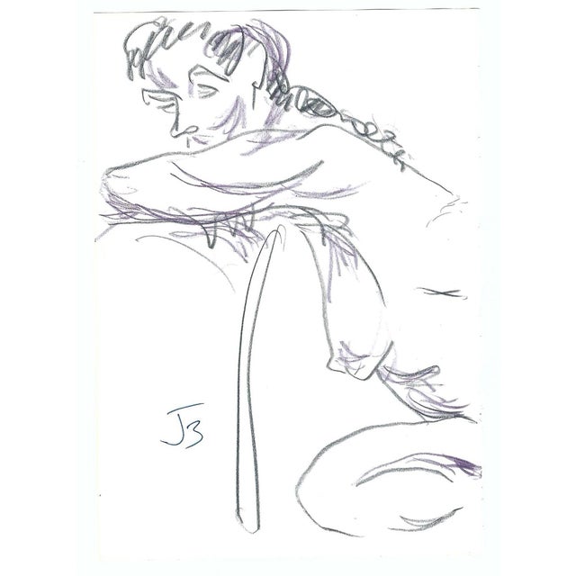 Female nude on paper from the estate of Chicago artist James Frederic Bone (1929-2015). Pencil signed with the artist's...